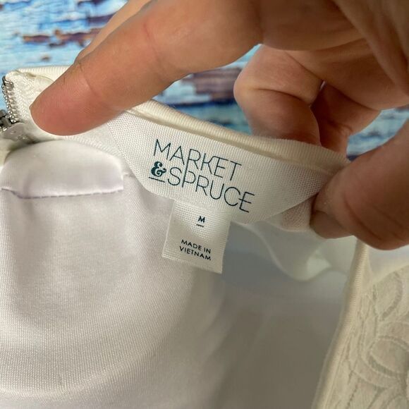 StitchFix Market & Spruce white lace overlay top M - Picture 6 of 12